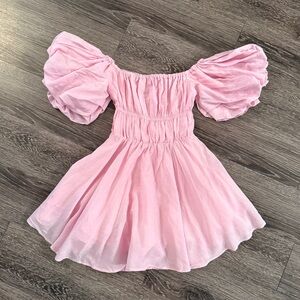 Aiyana Pink Puff Sleeve Mini Dress